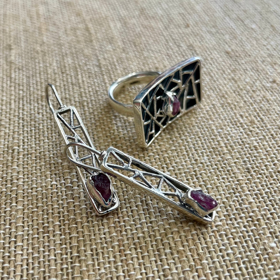 GABRIEL PEÑA RUBY sterling silver earrings