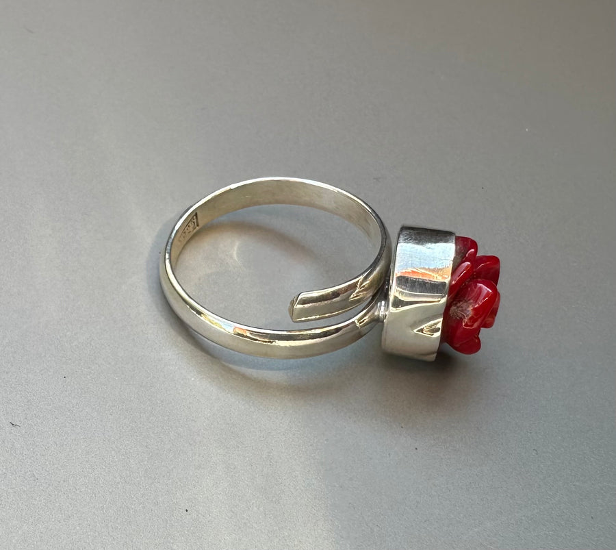 CORAL ROSE silver ring