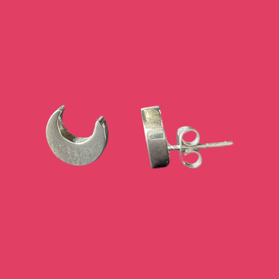 CRESCENT MOON Sterling Silver Stud Earrings