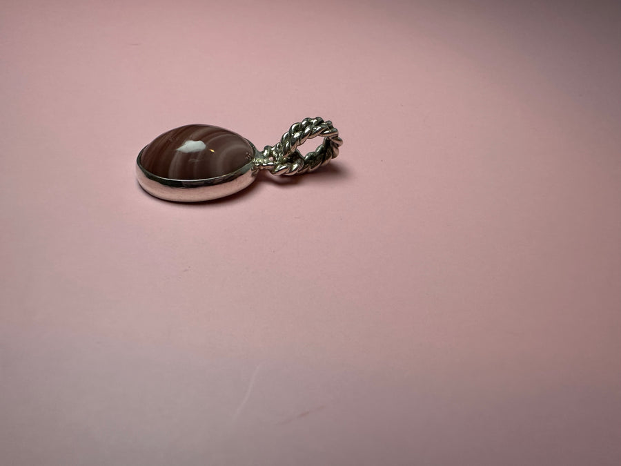 PINK AGATE silver pendant