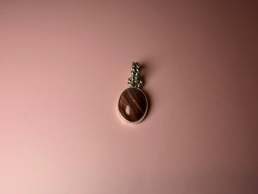 PINK AGATE silver pendant