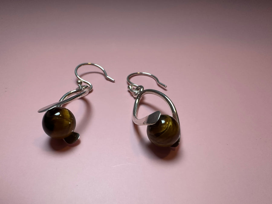 TIGER'S EYE  silver earrings