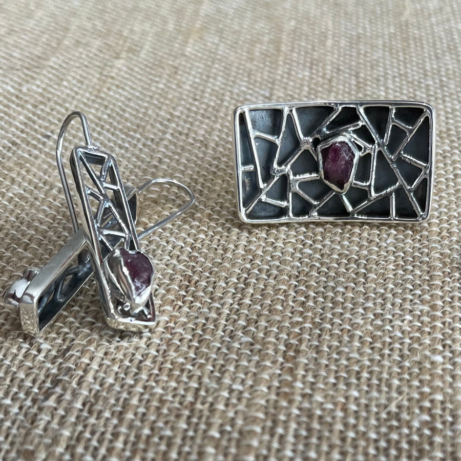 GABRIEL PEÑA RUBY sterling silver earrings