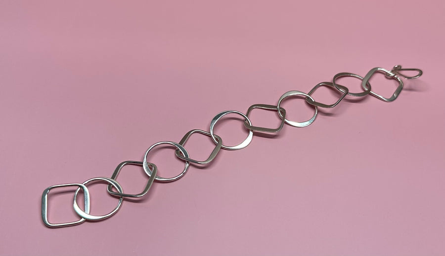 CIRCLE & SQUARE  silver bracelet