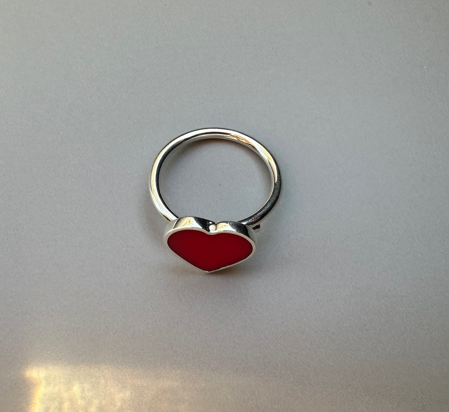 QUEEN OF HEARTS silver ring
