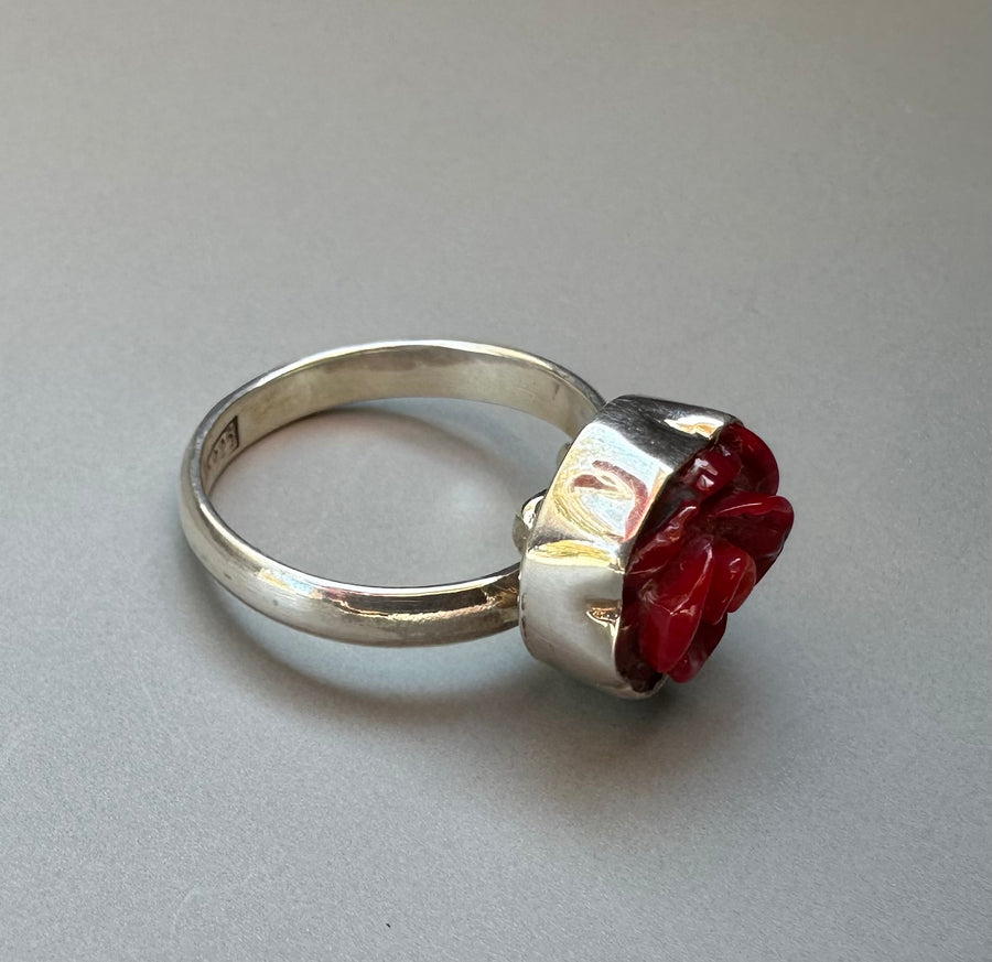 CORAL ROSE silver ring