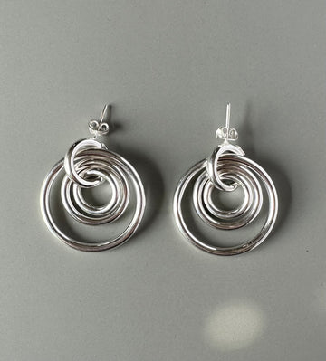 LAYERED CIRCLET silver earrings