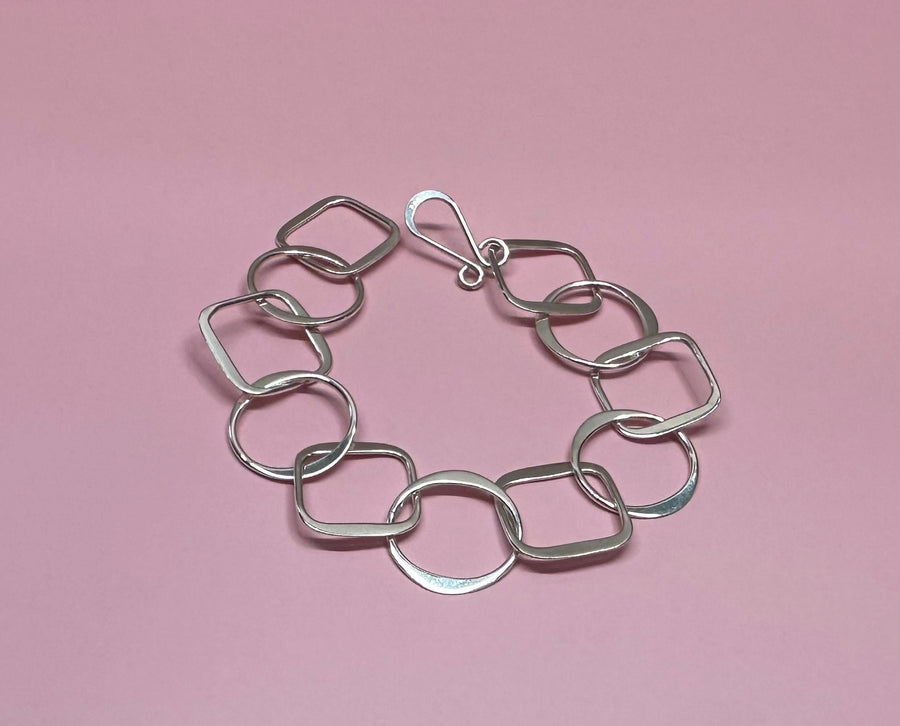 CIRCLE & SQUARE  silver bracelet