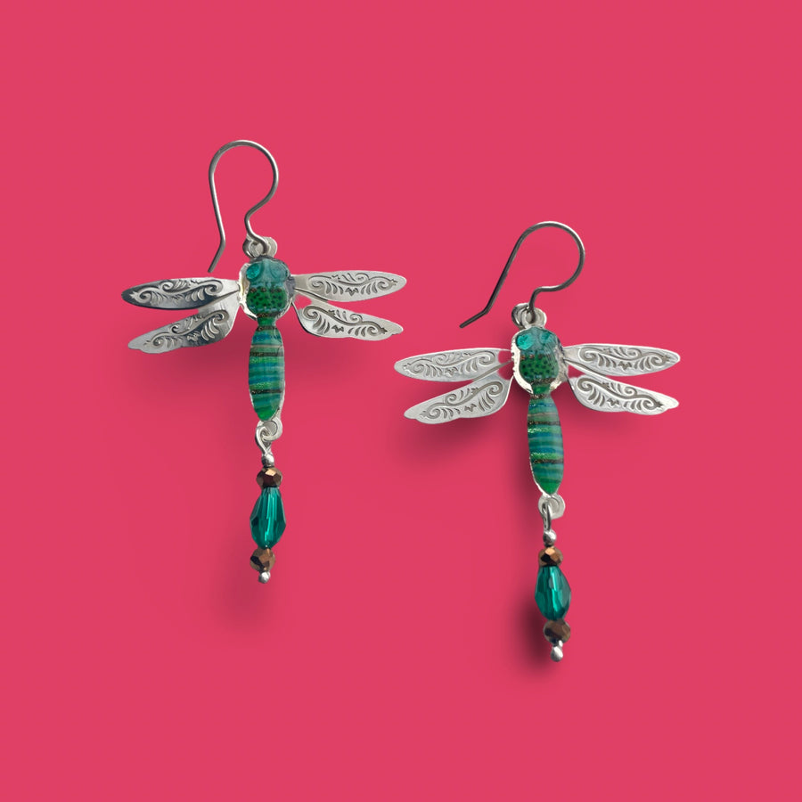 DRAGONFLY silver earrings