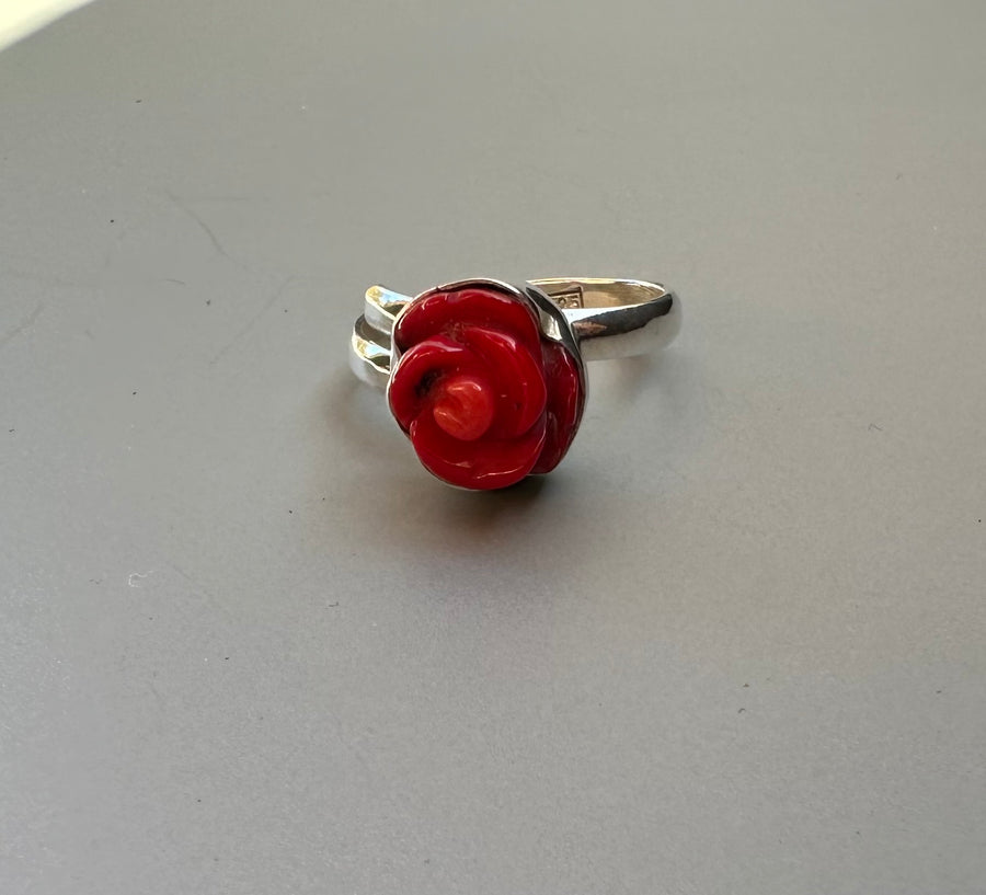 CORAL ROSE silver ring