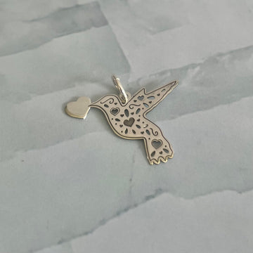 HUMMINGBIRD HEART silver pendant