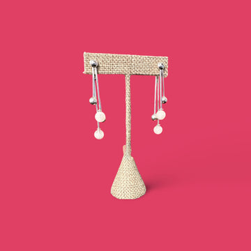 DANGLING ROSE QUARTZ silver earrings