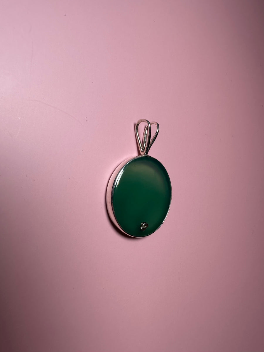 GREEN AGATE silver pendant