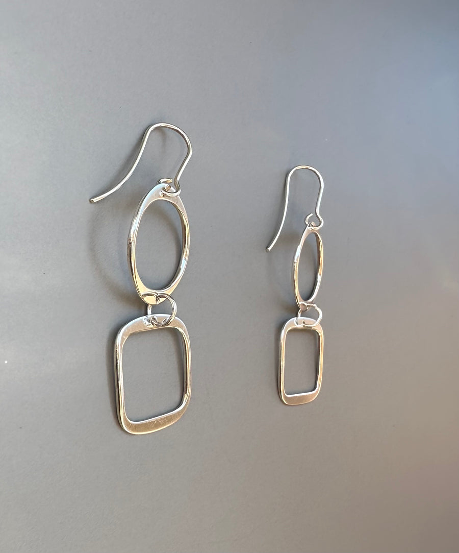 CIRCLE & SQUARE silver earrings