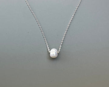SINGLE PEARL silver necklace