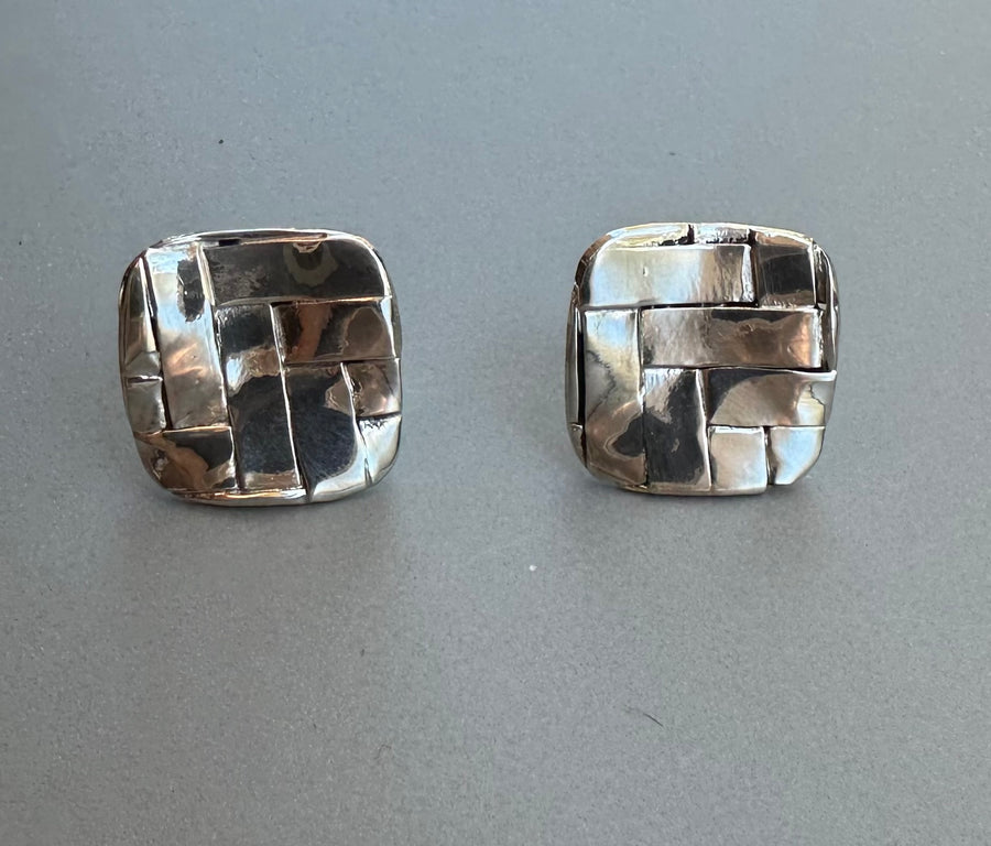 WEAVED SQUARE silver earrings