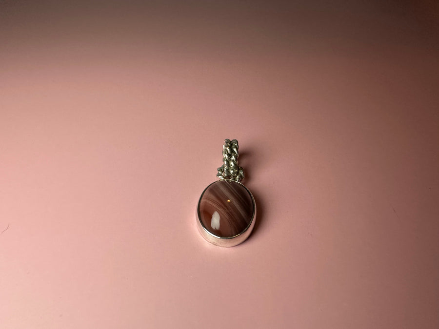 PINK AGATE silver pendant