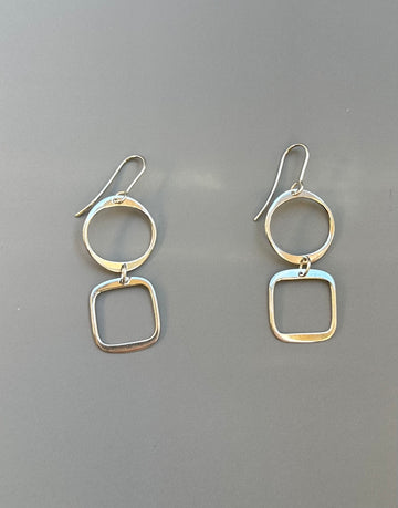 CIRCLE & SQUARE silver earrings
