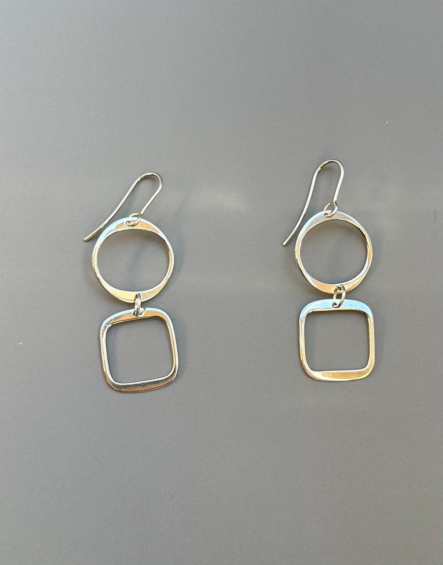 CIRCLE & SQUARE silver earrings