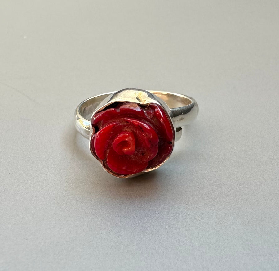 CORAL ROSE silver ring