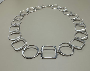 CIRCLE & SQUARE silver necklace