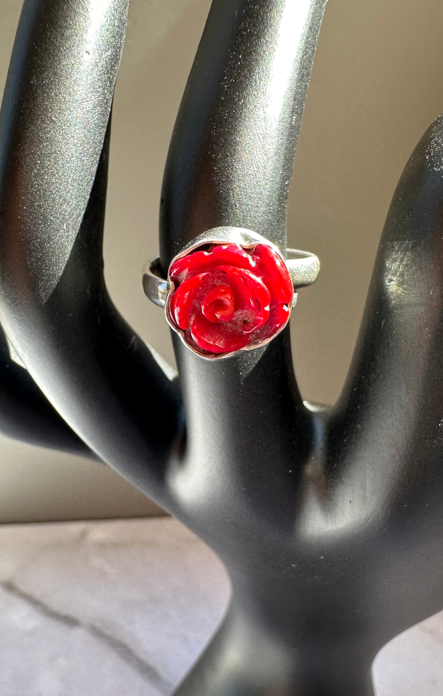 CORAL ROSE silver ring