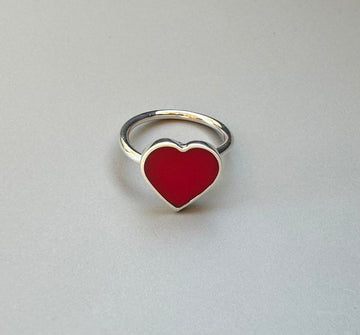 RED HEART silver ring