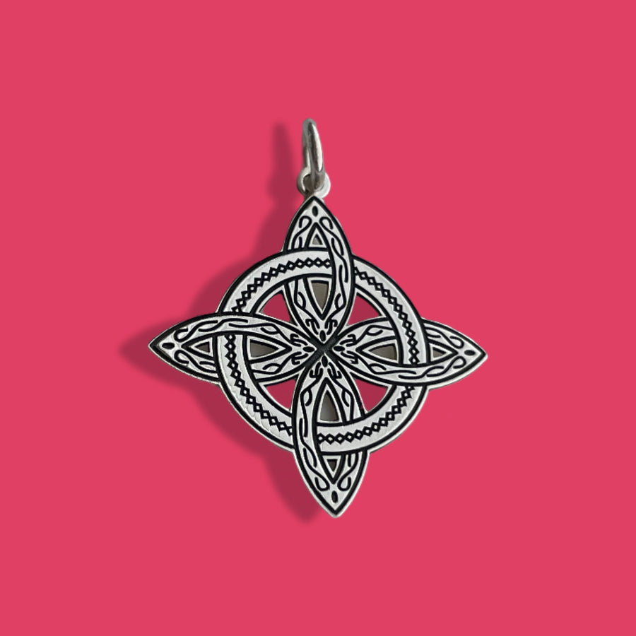 STERLING SILVER Witches knot large pendant