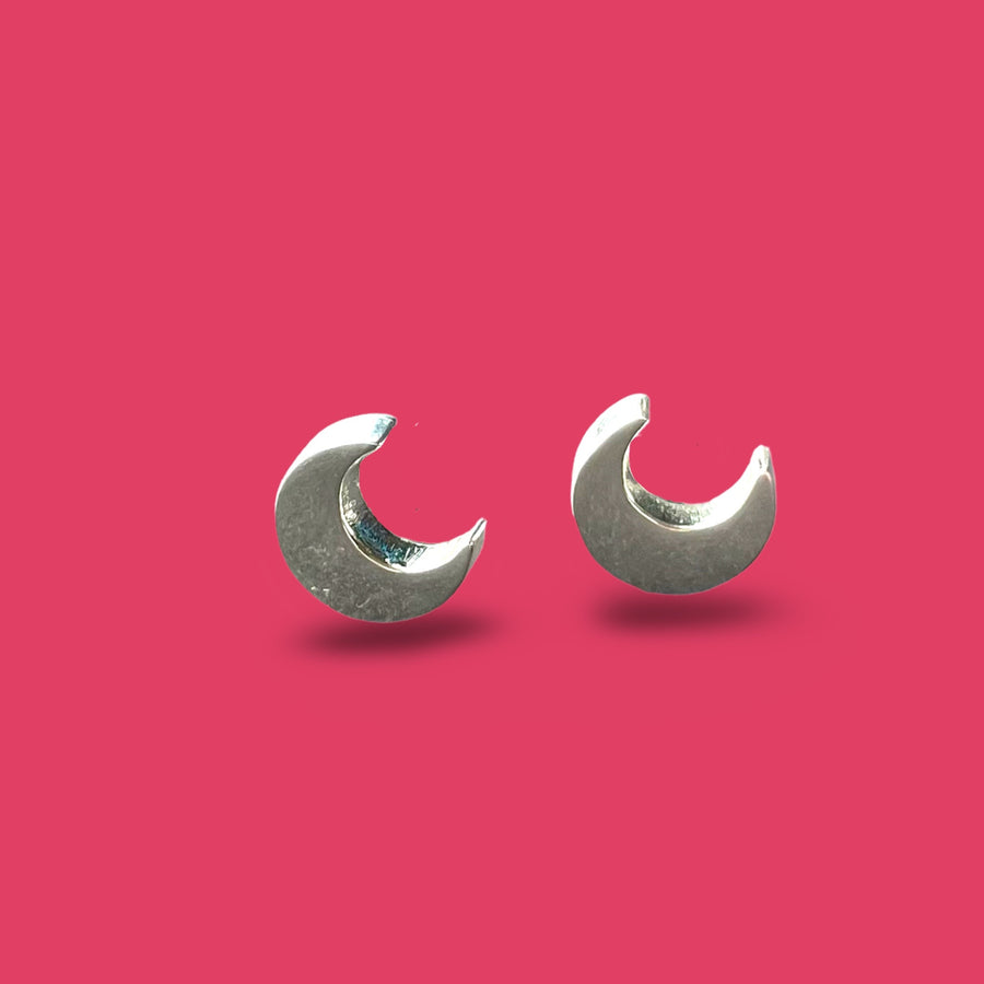 CRESCENT MOON Sterling Silver Stud Earrings