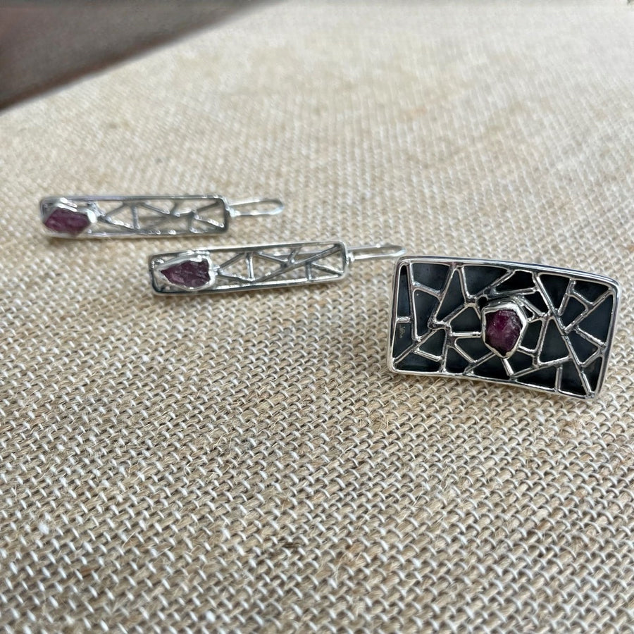 GABRIEL PEÑA RUBY sterling silver earrings