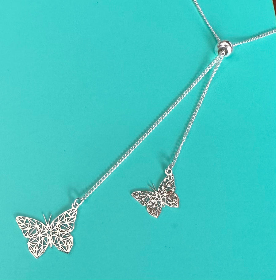 HI-LO BUTTERFLY silver necklace