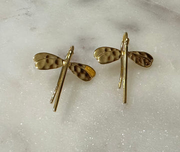 DRAGONFLY gold plated silver earrings