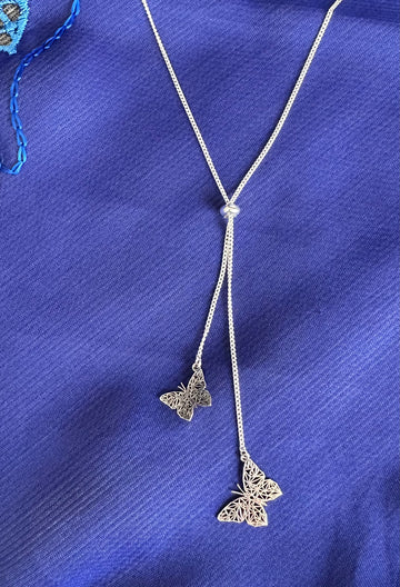 HI-LO BUTTERFLY silver necklace