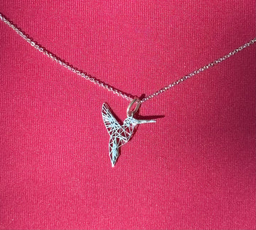 LASER HUMMINGBIRD silver necklace (small)