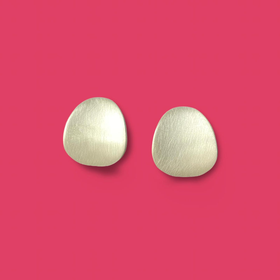 Sanded Concave silver earrings