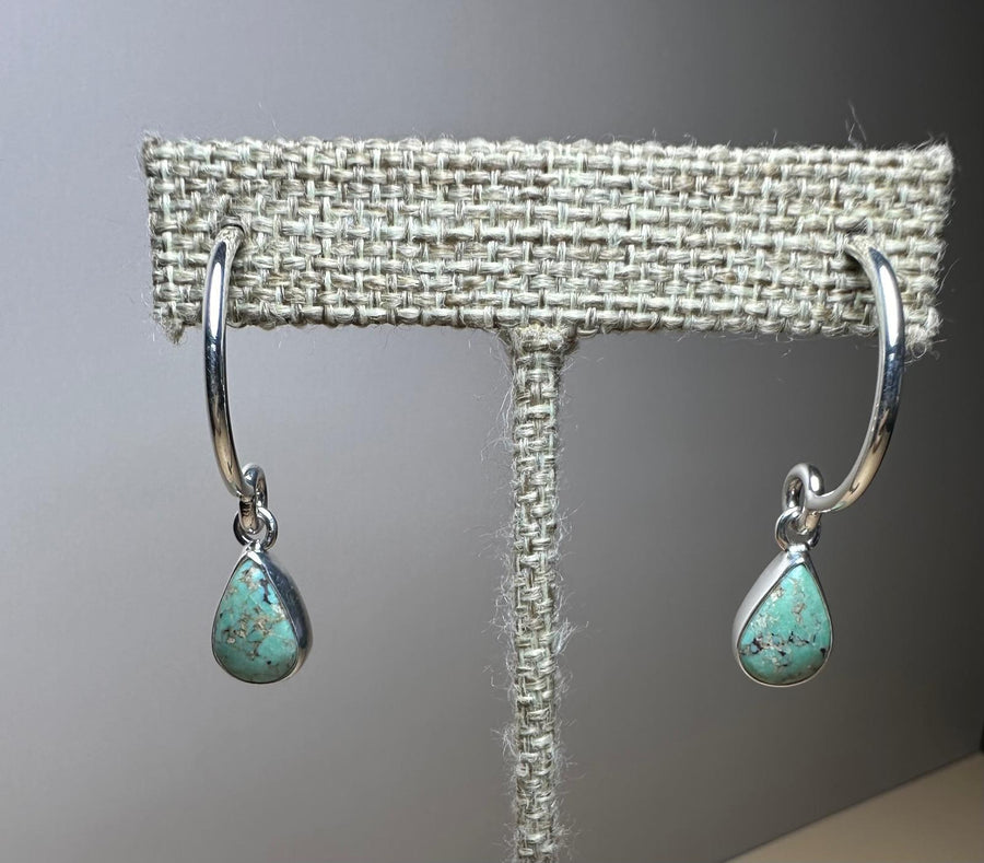 Turquoise Sterling Silver Hoop Earrings