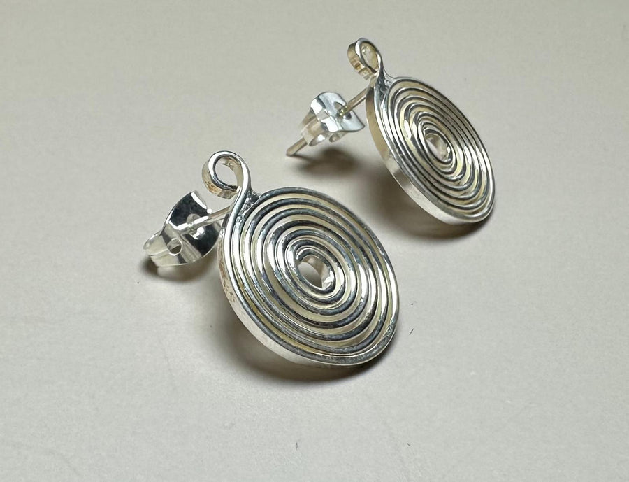 Spiral Coil Sterling Silver Earrings