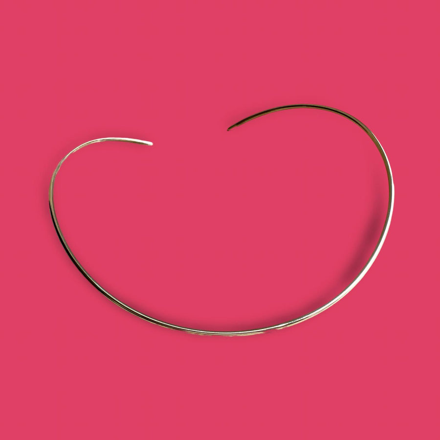 SIMPLE TUBE CHOKER- Sterling Silver Choker- open semicircle