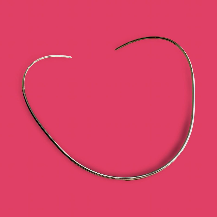 SIMPLE TUBE CHOKER- Sterling Silver Choker- open semioval