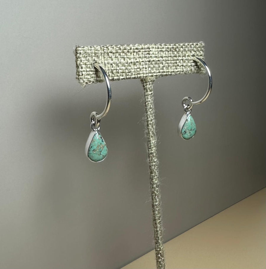 Turquoise Sterling Silver Hoop Earrings