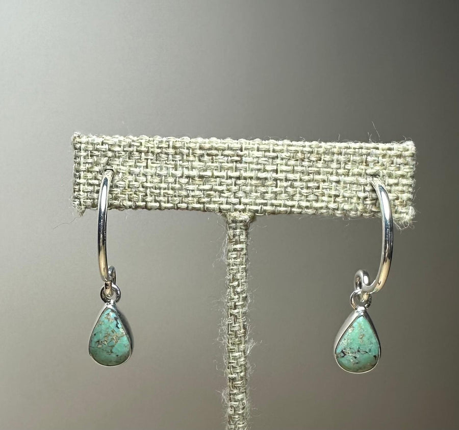 Turquoise Sterling Silver Hoop Earrings