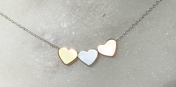 TRIPLE HEARTS silver necklace