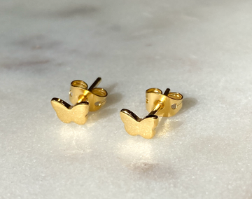 Mini Butterfly gold plated silver earrings
