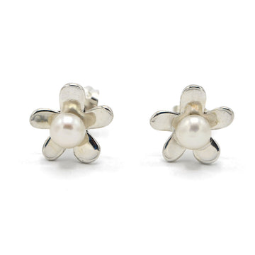 Pearl Flower silver earrings