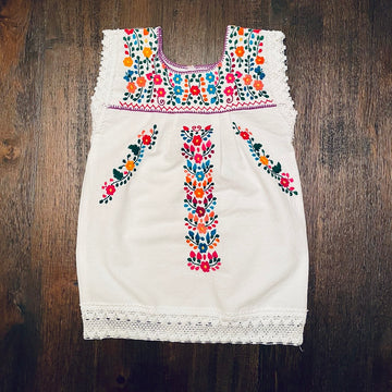 Girls' Embroidered and Lace Cotton Dress