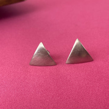 Triangle Sanded Silver Earrings