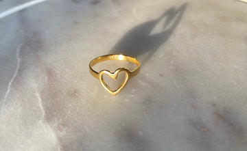 Heart gold plated silver ring