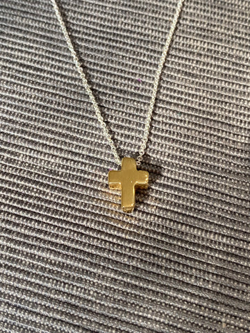 Cross gold plated silver necklace