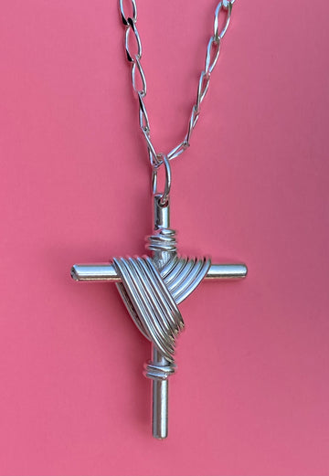 Draped Cross silver pendant