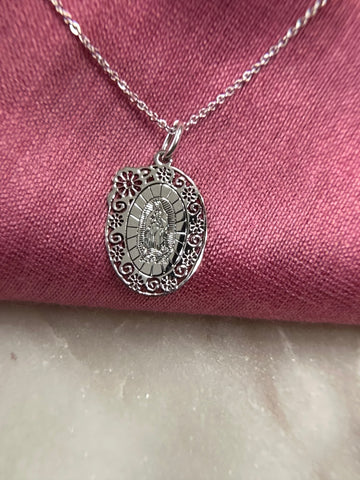 VIRGEN DE GUADALUPE. silver necklace